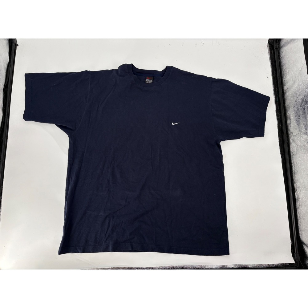 Vintage Nike Embroidered Swoosh T-Shirt Navy Blue Mens XXL Short Sleeve Tee